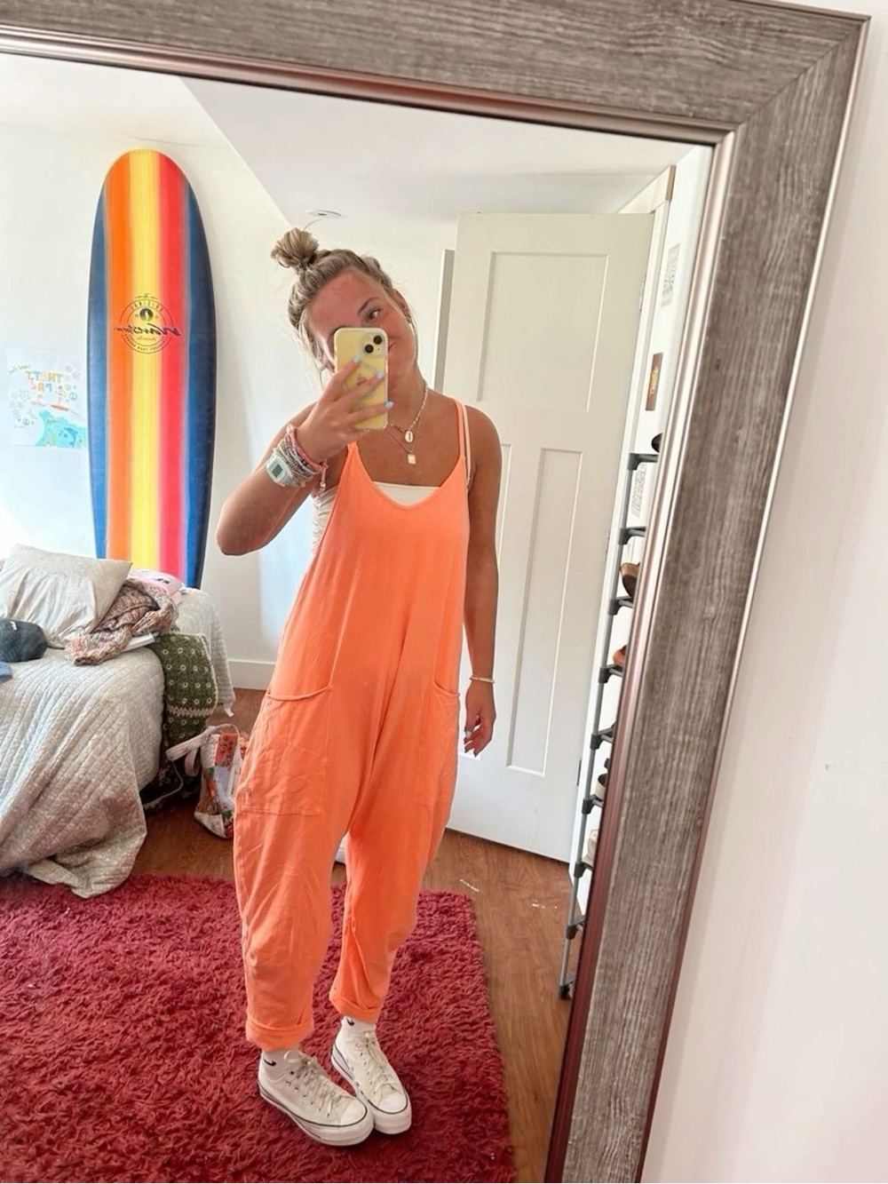 FREE PEOPLE Hot Shot Onesie in Coral